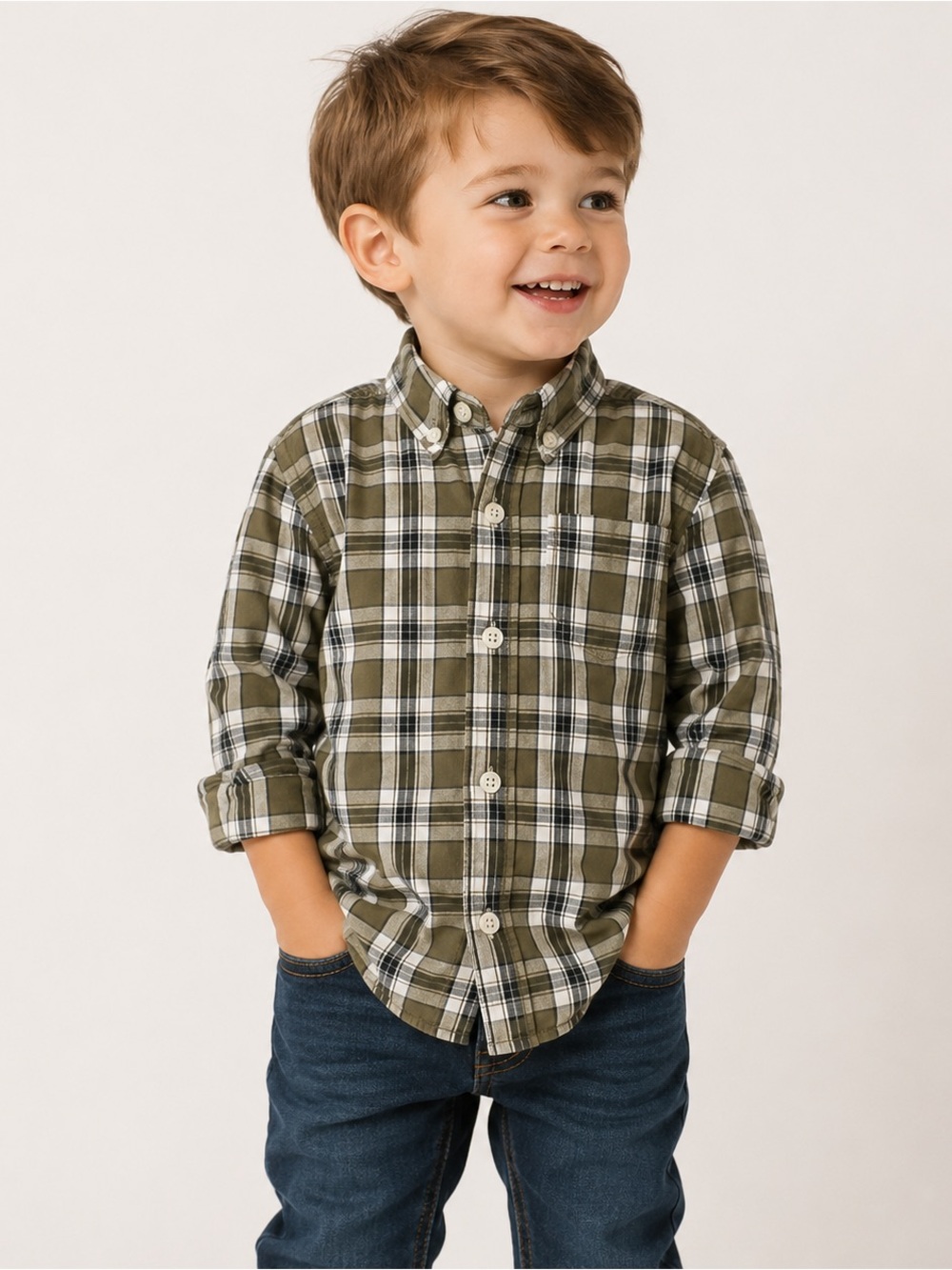 3/$25 🇨🇦 Crazy 8 Boys' Plaid Button-Down Shirt - Size 2T
